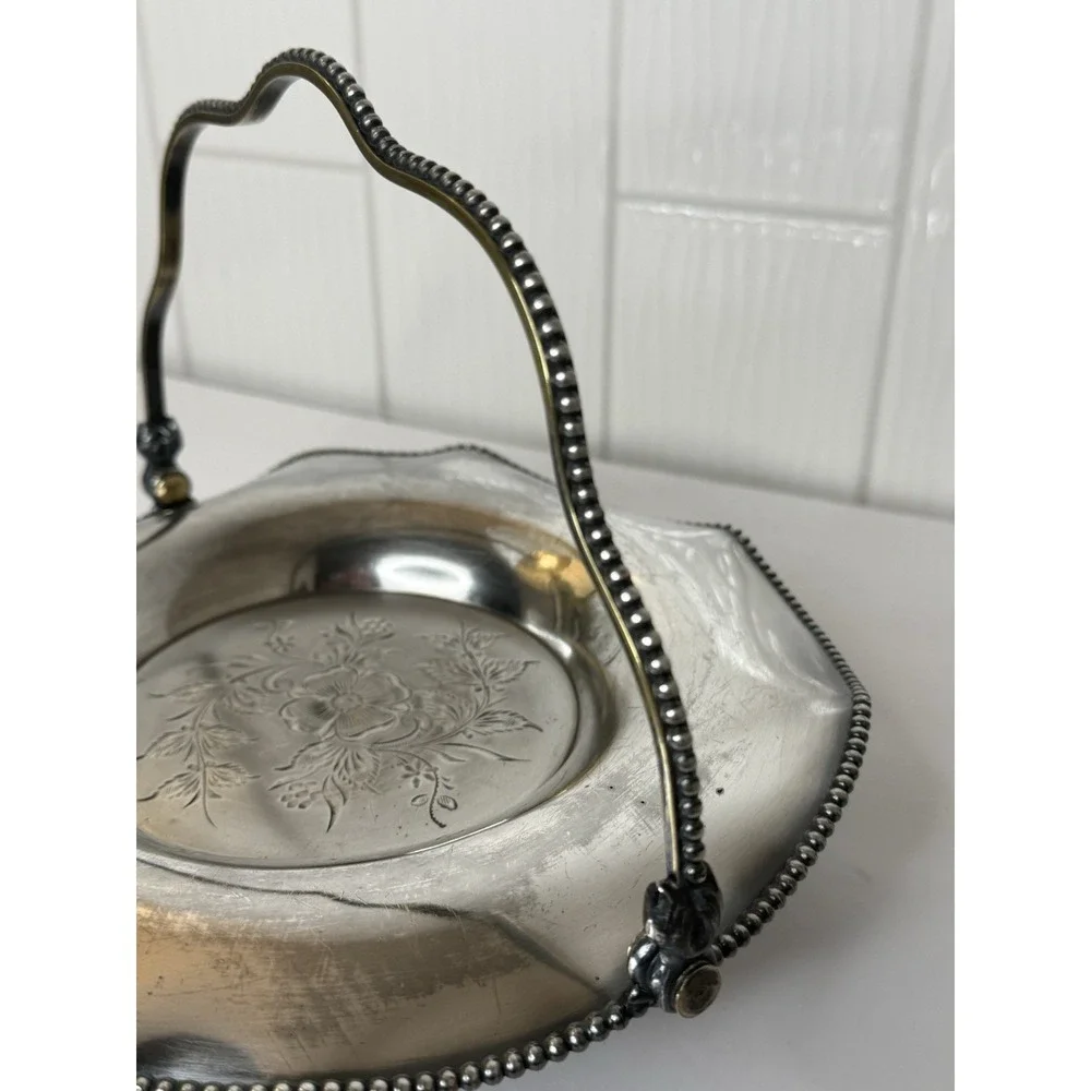 Antique Barbour Silver Co Quadruple Silverplate Bridal Basket Dish 1892-1898 GUC